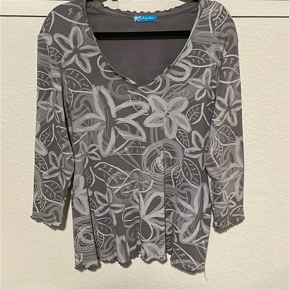 fresh produce Tops - Fresh Produce Blue/Purple 3/4 Sleeve Cotton Shirt Size XL